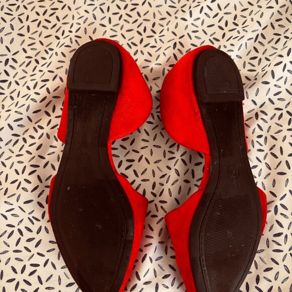 Zara Red Suede D’Orsay Pointed Toe Flats | Size 7.5 - Picture 5 of 7